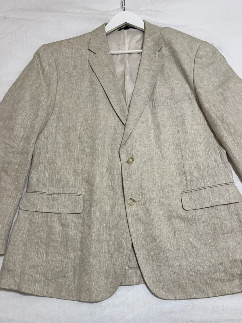 HASPEL Men's Linen Blazer in Natural Beige 46R